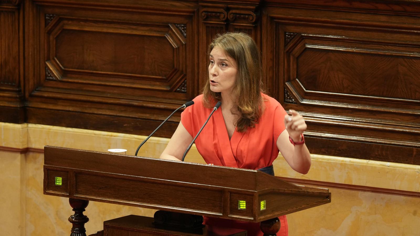 La presidenta de los Comuns, Jéssica Albiach, en el Parlament de Catalunya, en una imagen de archivo