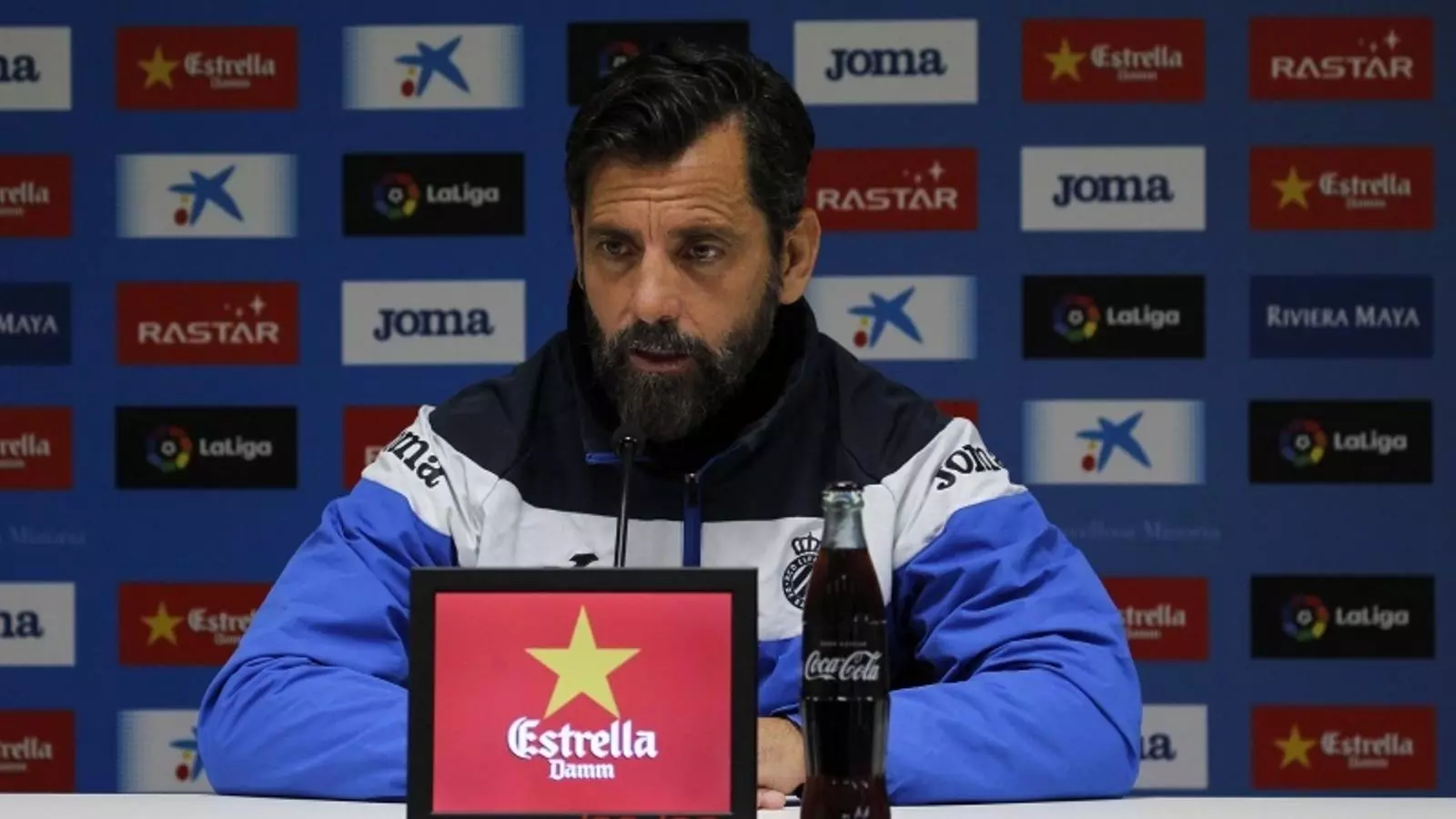 Quique Sánchez Flores, durant una roda de premsa a la Ciutat Esportiva