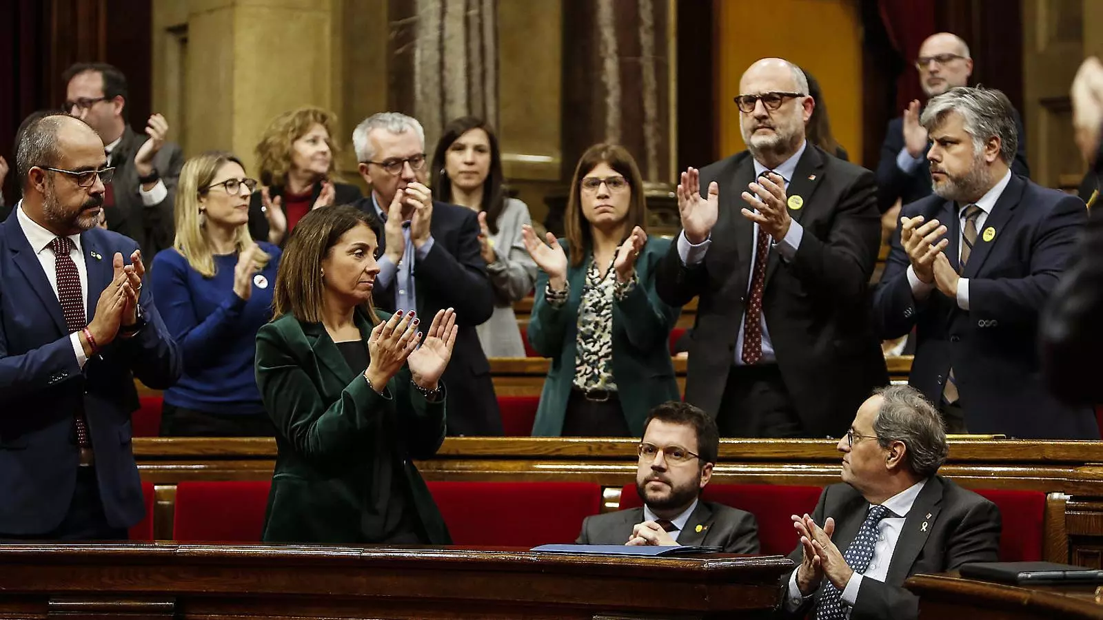 Imatge del trencament JxCat-ERC per l’acta de Torra.