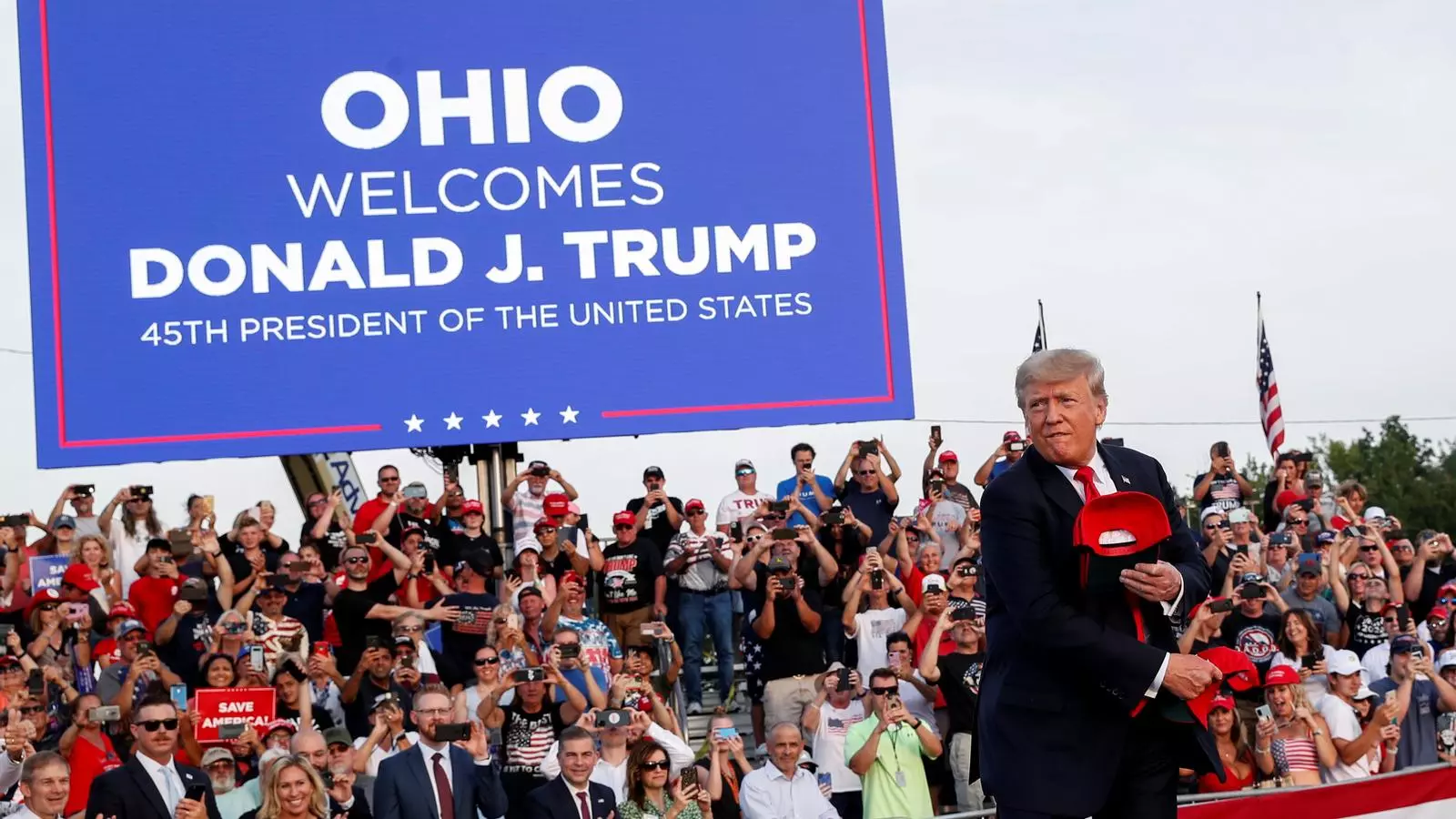 L'expresident dels Estats Units Donald Trump, durant el míting d'aquest dissabte a Ohio