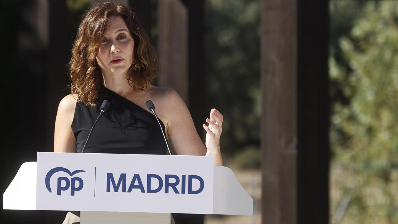 Isabel Díaz Ayuso en un acto del PP per começar el curs a Madrid