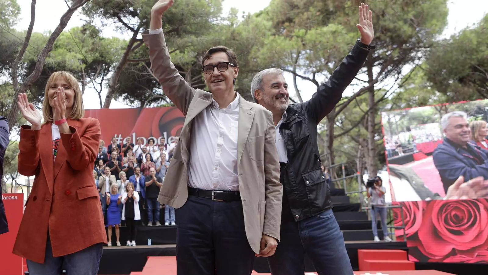 Moret, Illa i Collboni a la Festa de la Rosa del PSC d'aquest 2022.