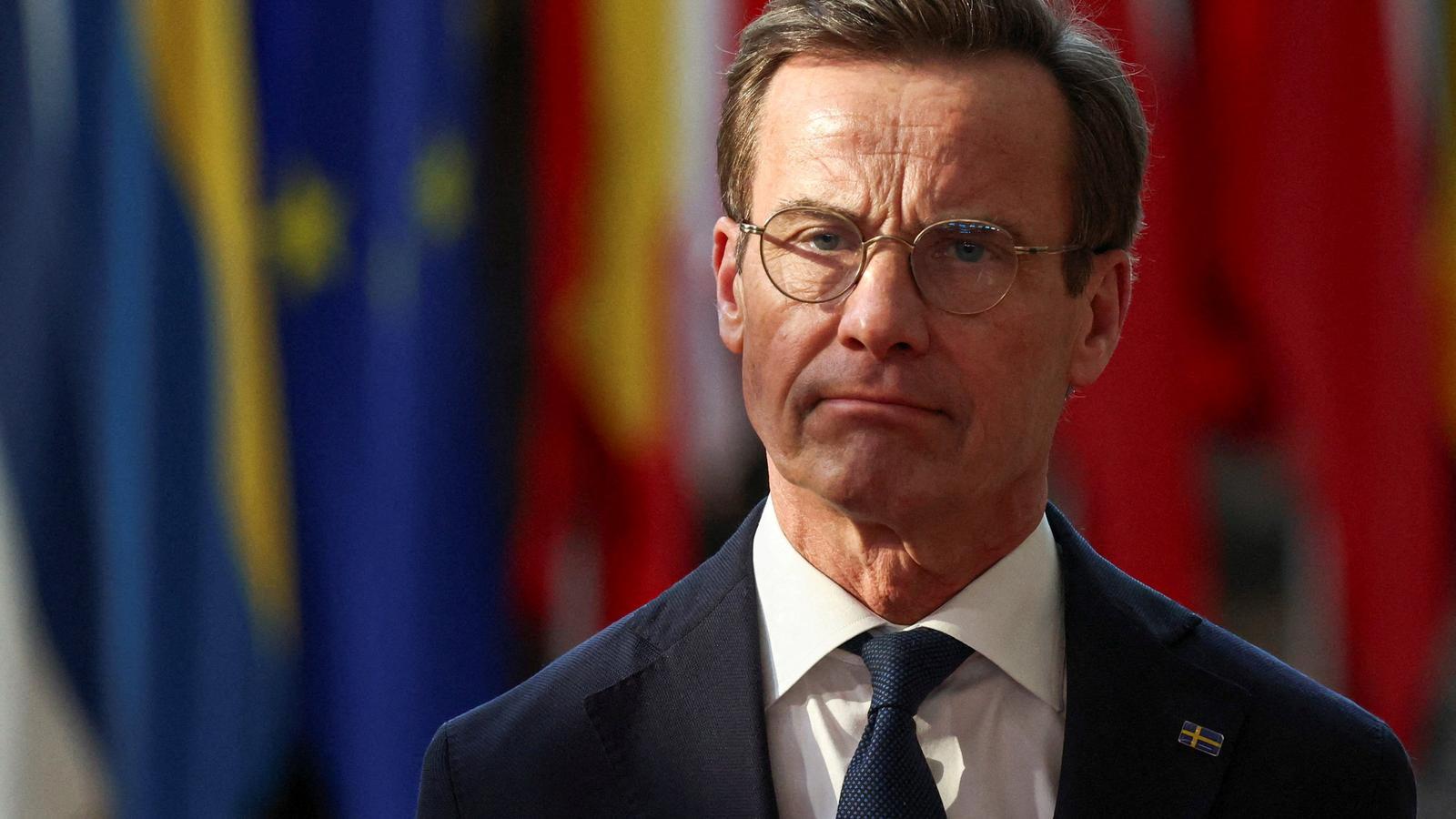 El primer ministro de Suecia, Ulf Kristersson, en una cumbre europea, en Bruselas.