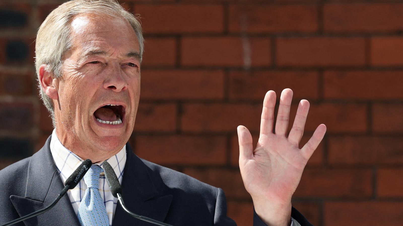 Nigel Farage, leader of the Reform Party, during the Makerfield campaign, mid-June.