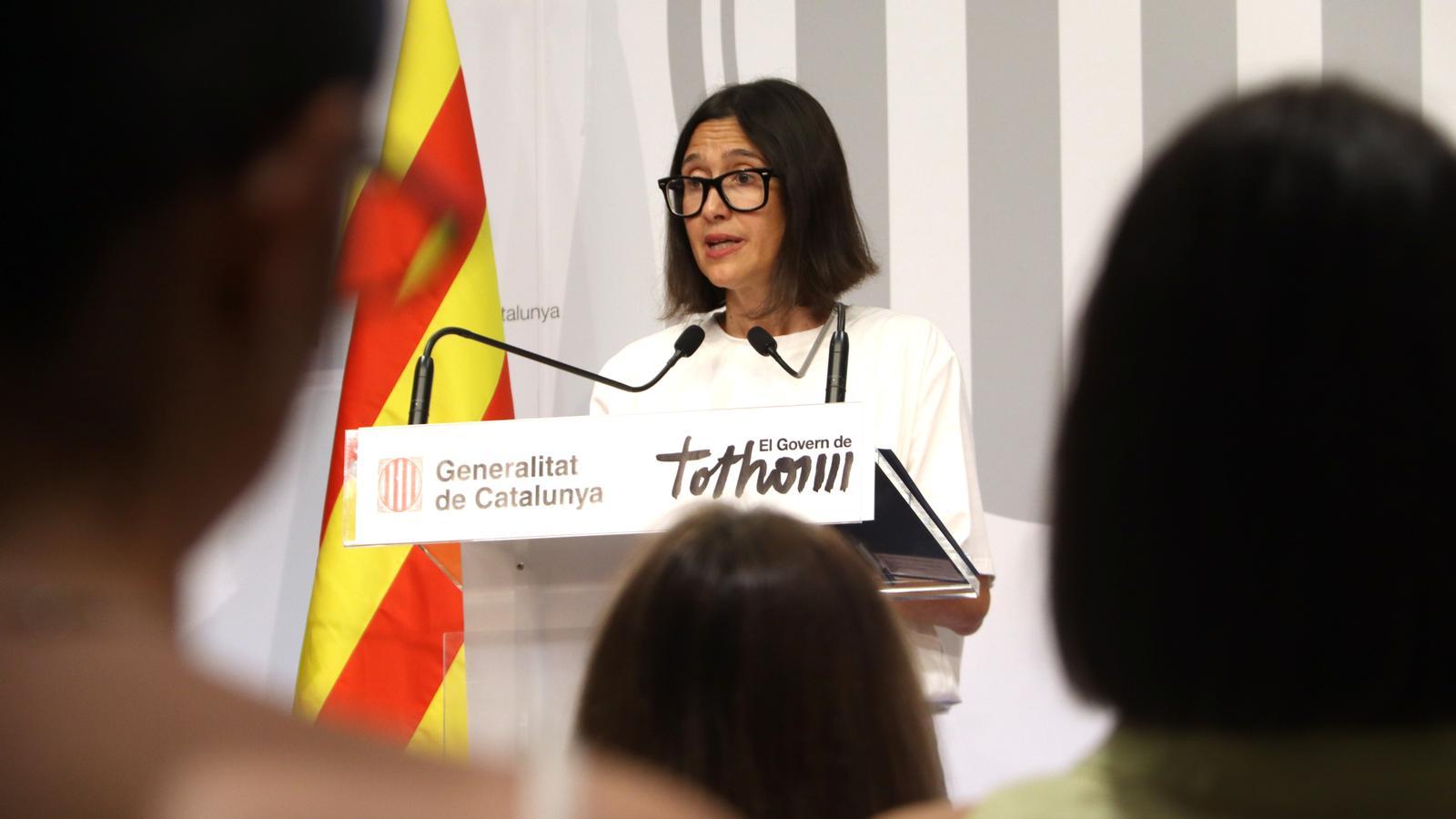 The Minister of the Interior, Núria Parlon, at a press conference.
