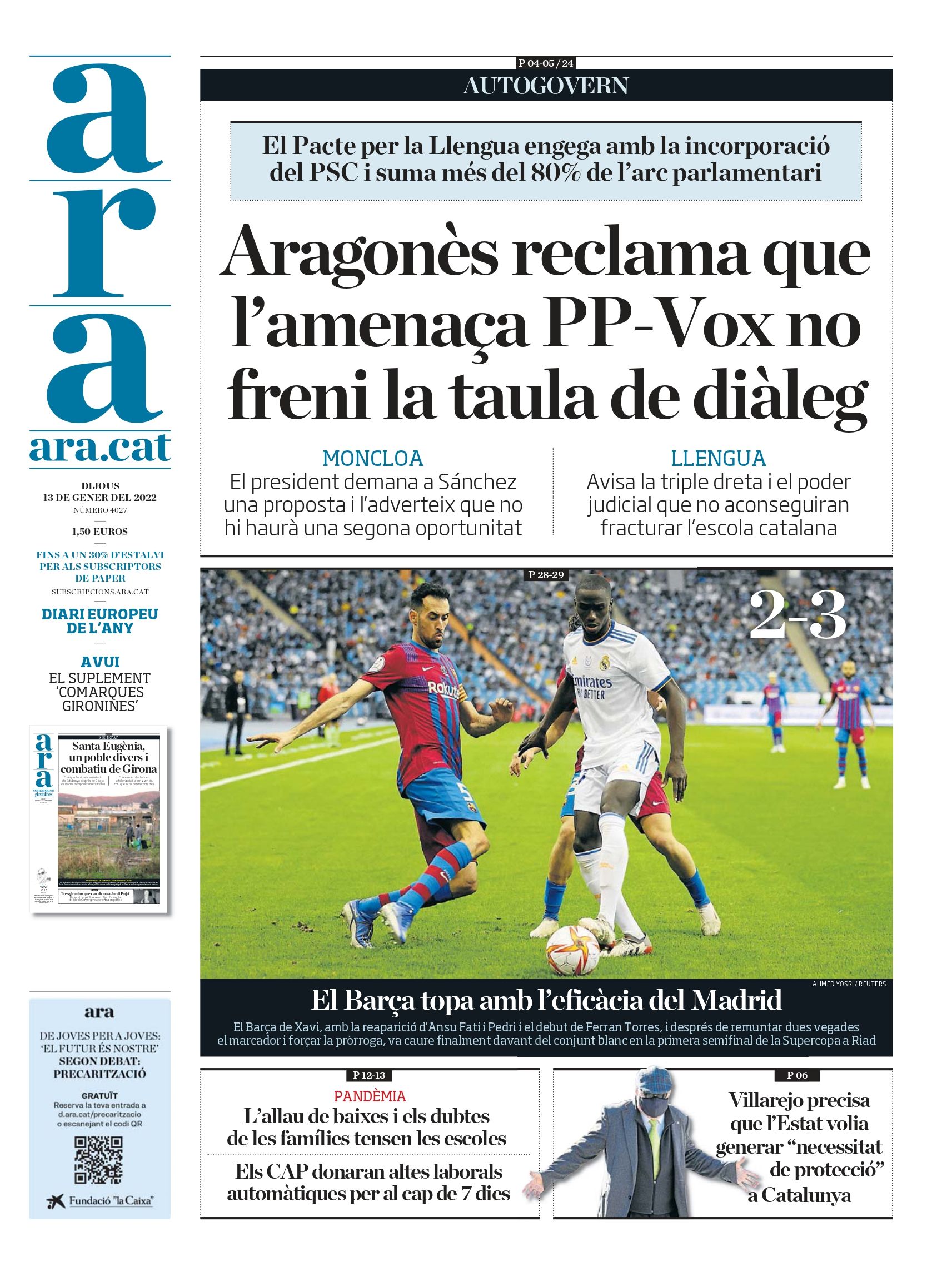 Portada ARA 13/01