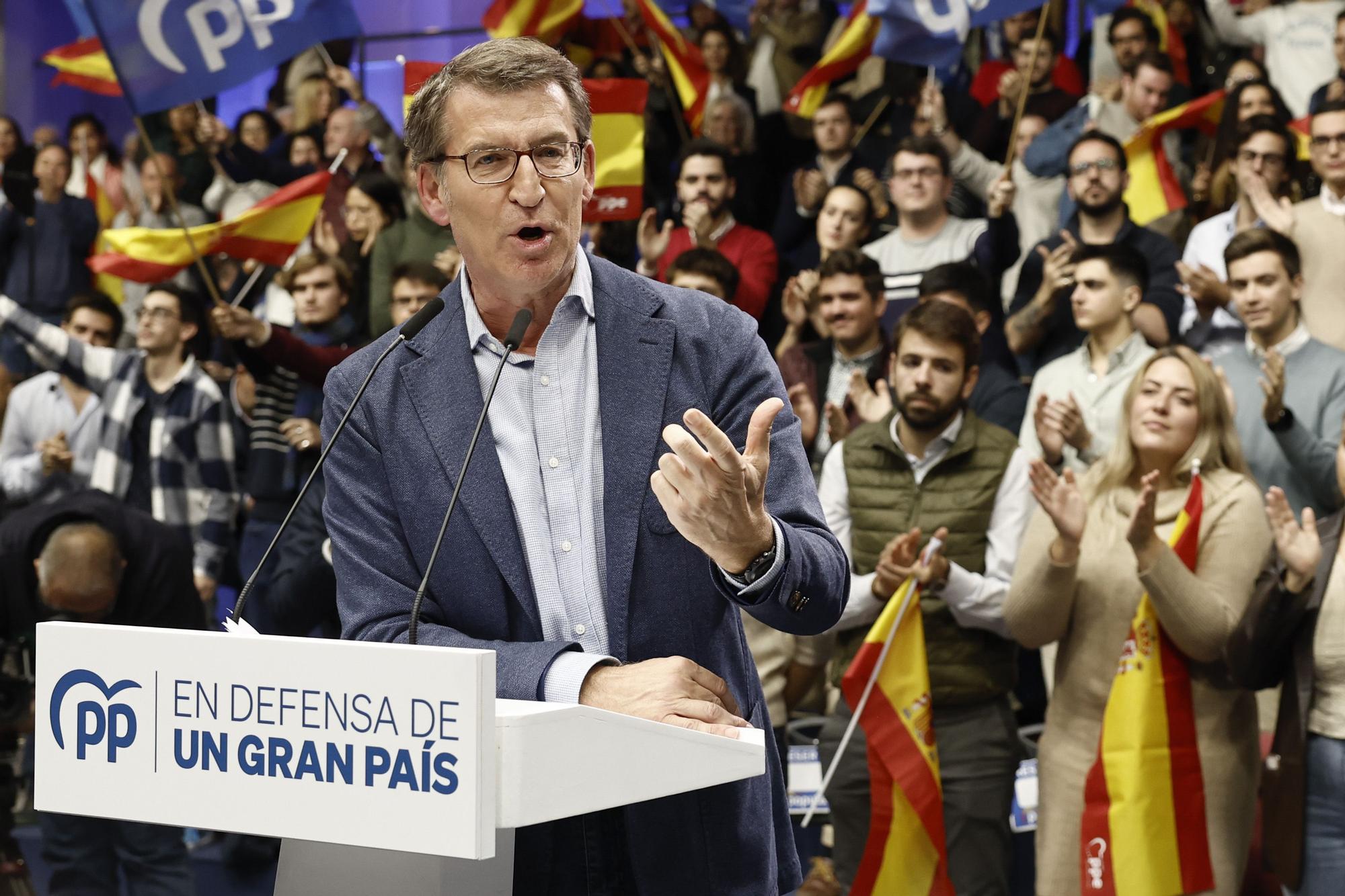 Alberto Núñez Feijóo en un míting del PP a Madrid