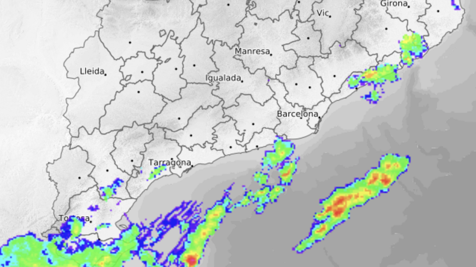 Imagen del radar meteorológico de lluvia de 17:54 h.