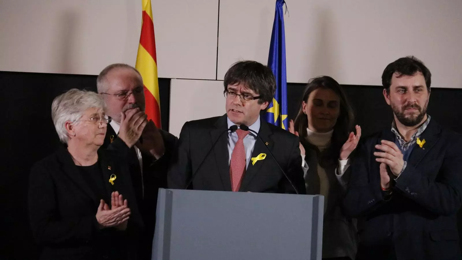 Puigdemont i els consellers a l'exili en una imatge d'arxiu