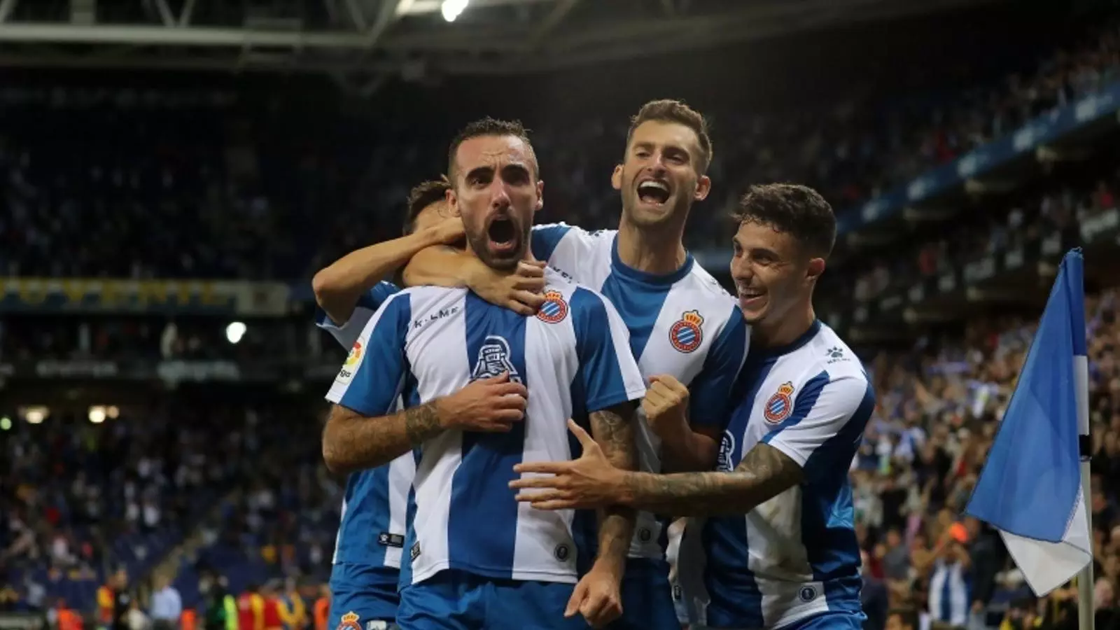 Els jugadors de l'Espanyol celebren un gol en aquest inici de temporada