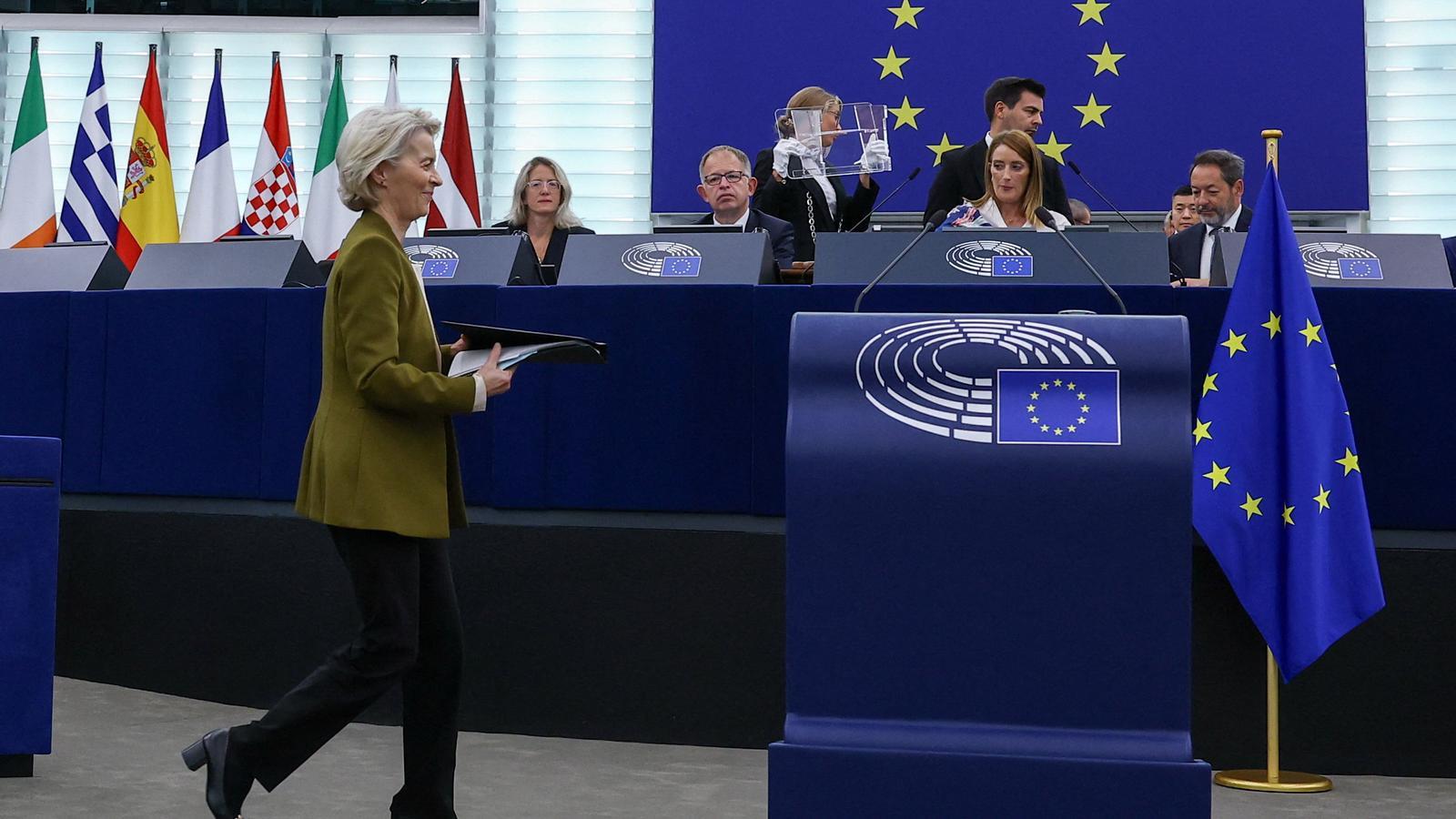 Dressed in military green, European Commission President Ursrula von der Leyen was preparing to deliver her State of the Union address to the European Parliament in Strasbourg on Wednesday.