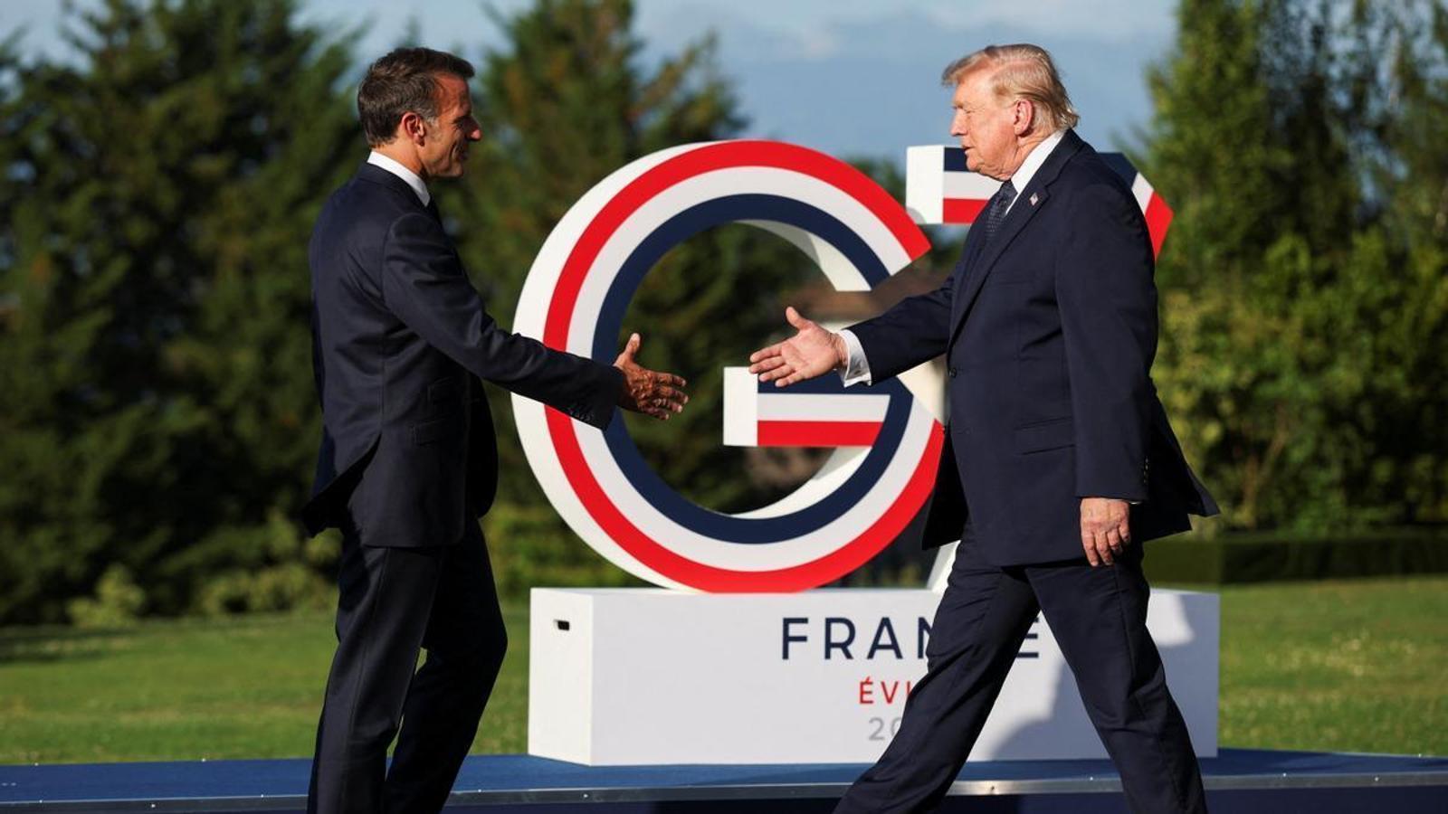 Emmanuel Macron y Donald Trump durante la cumbre del G-7 en la localidad francesa de Evian
