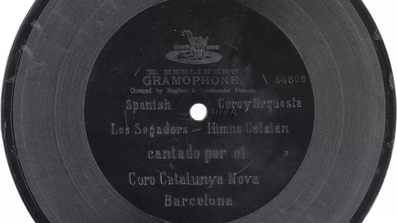 Imatge del disc on hi ha el primer enregistrament d'Els segadors