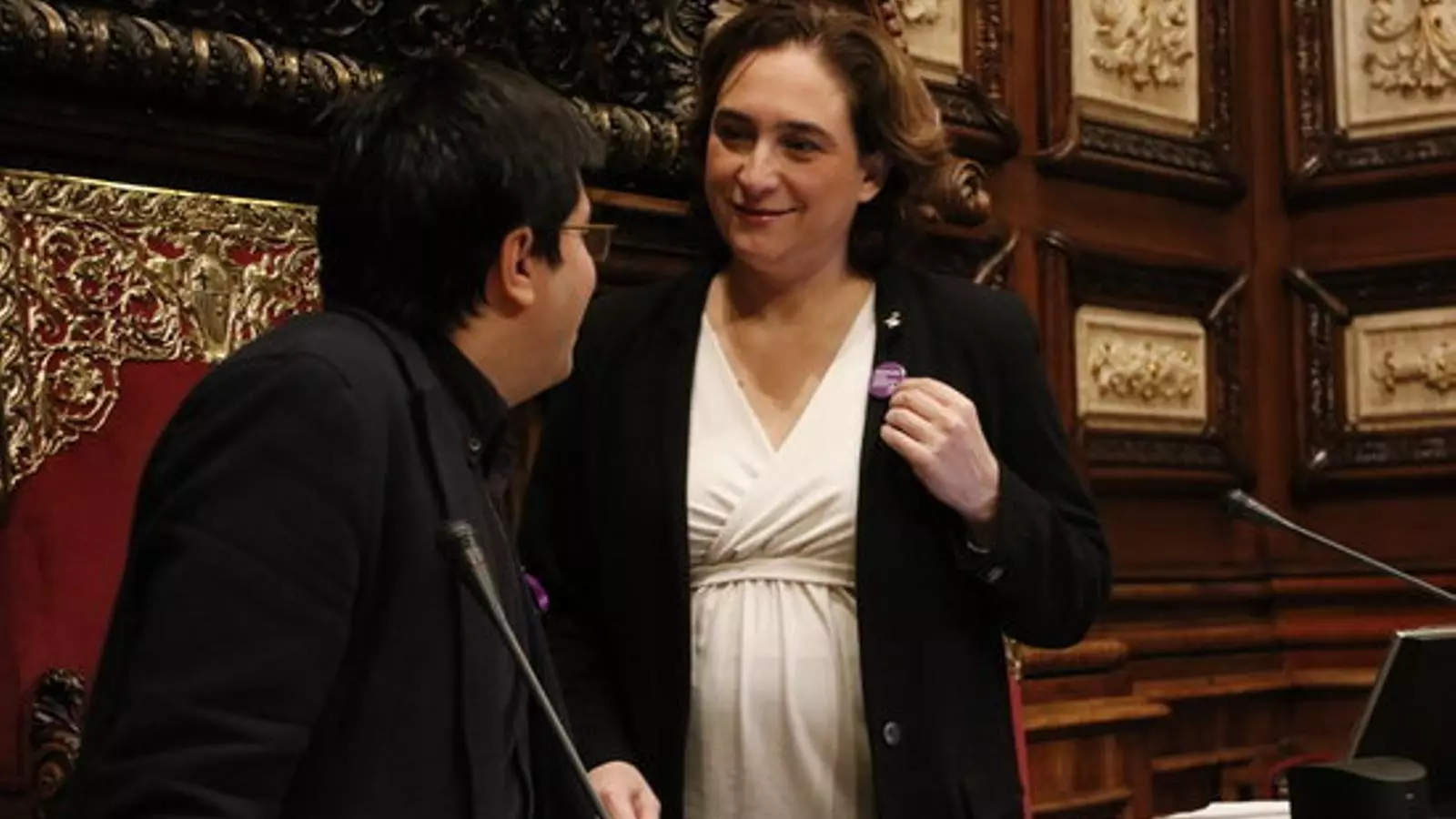 L'alcaldessa de Barcelona, Ada Colau, durant un instant del ple d'aquest divendres