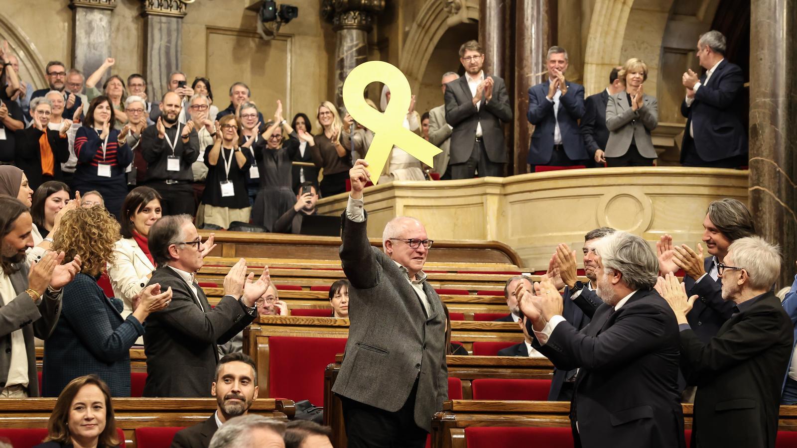 The former minister Lluís Puig, at the Parliament, nine years after having gone into exile.