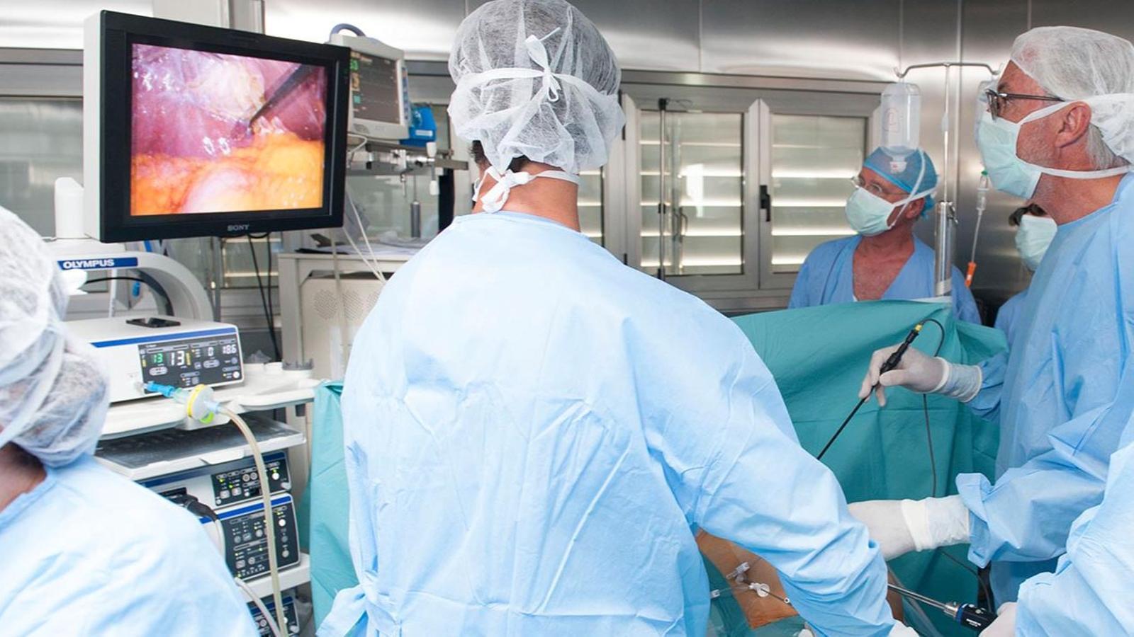 Surgical intervention in a hospital.