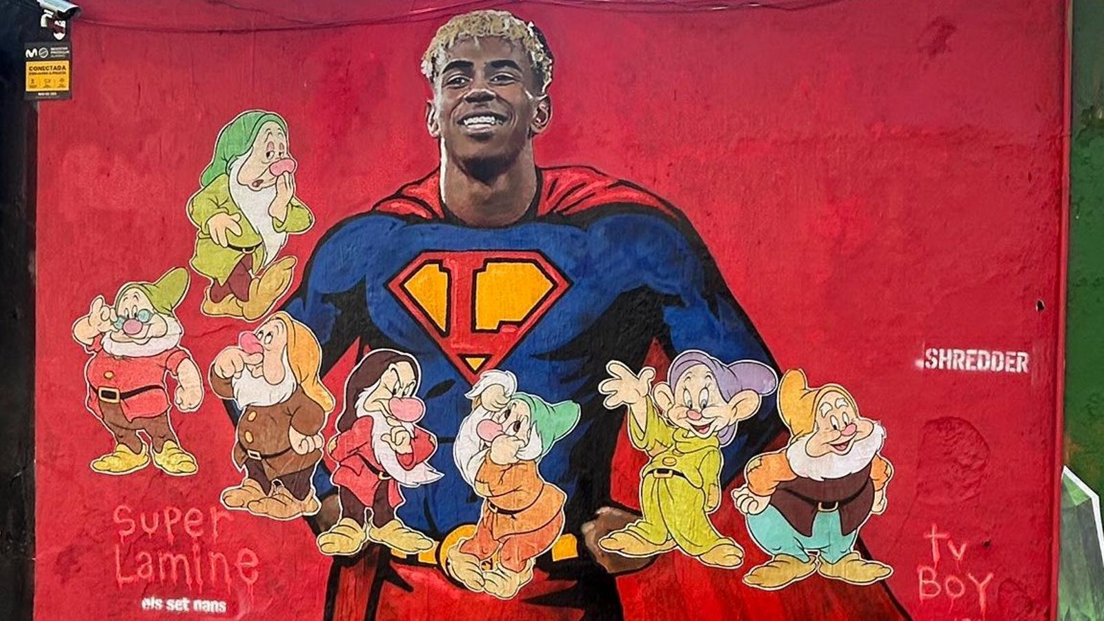 Lamine Yamal's mural in Barcelona's Gracia neighborhood.