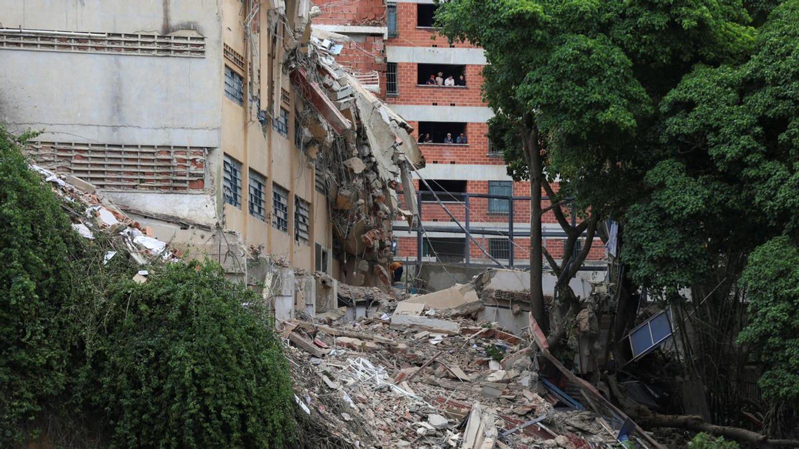 School destroyed by earthquake in the center of Caracas.