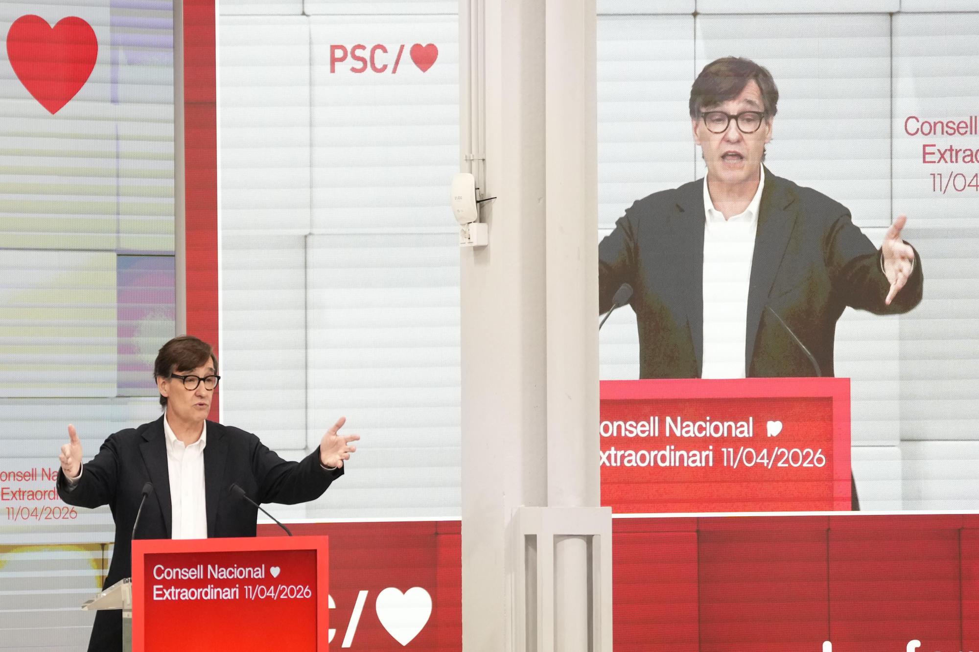 Salvador Illa durant  el Consell Nacional Extraordinari del PSC