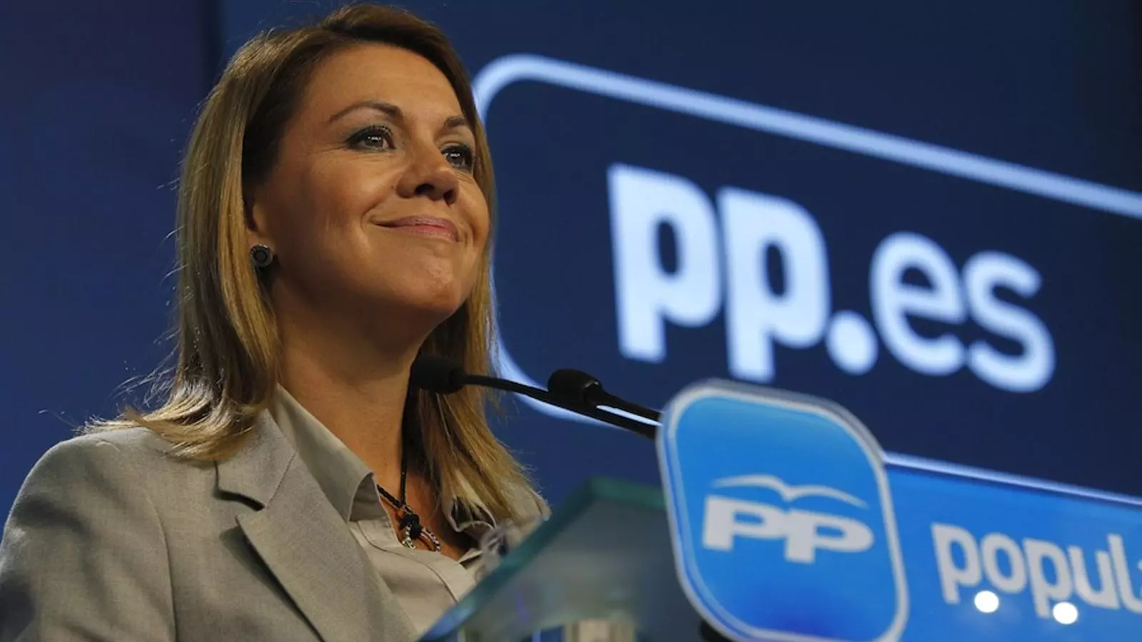 María Dolores de Cospedal, en la roda de premsa a la seu del PP / EFE