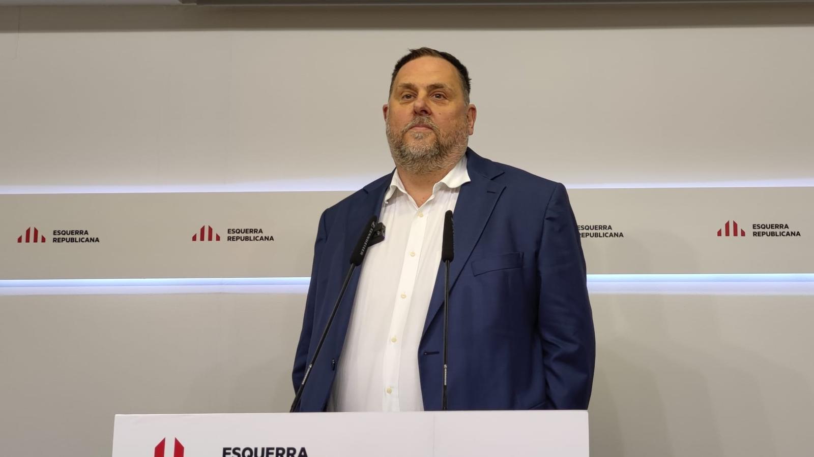 Oriol Junqueras at a press conference.