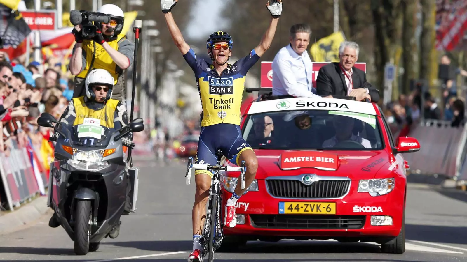 Roman Kreuziger (Team Saxo-Tinkoff) celebra el triomf a la Amstel Gold Race