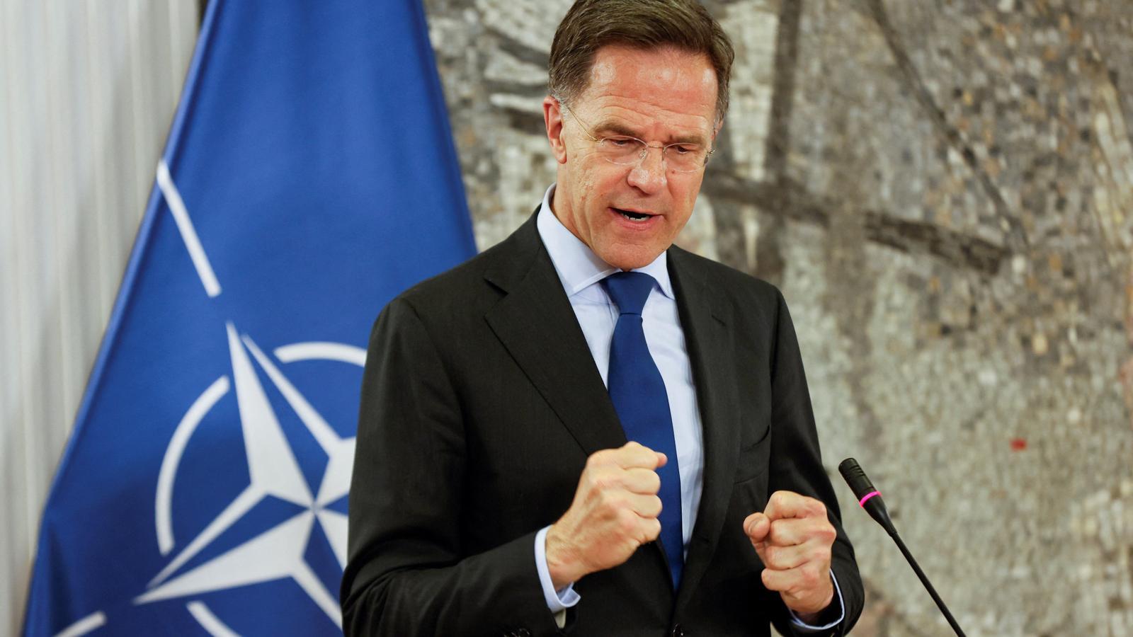 El secretario general de la OTAN, Mark Rutte, en rueda de prensa.