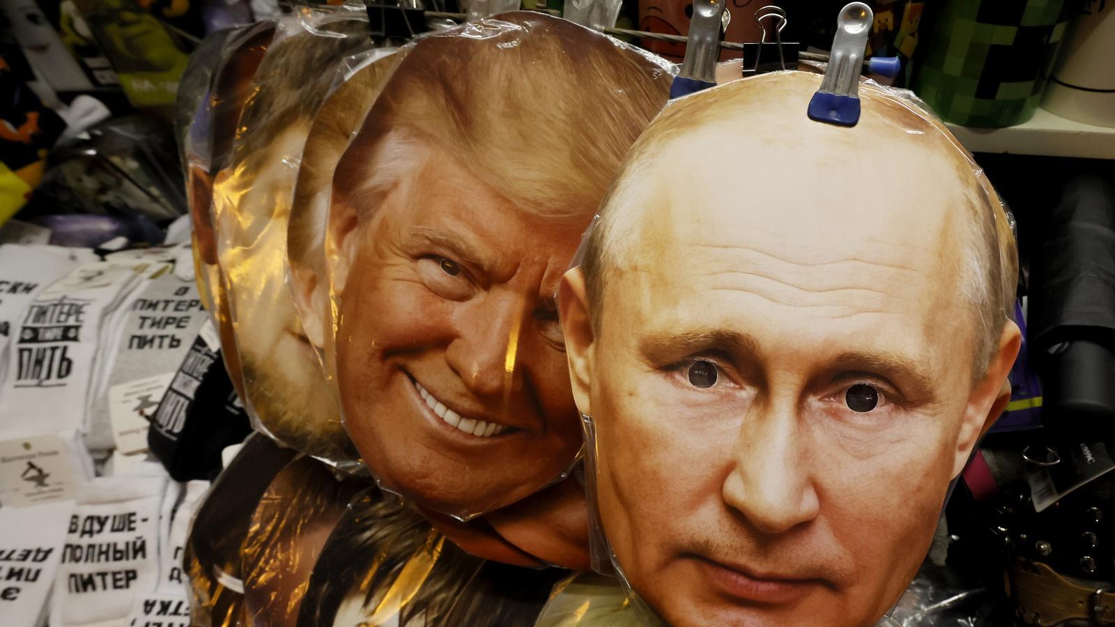 Putin and Trump faces in a St. Petersburg market.