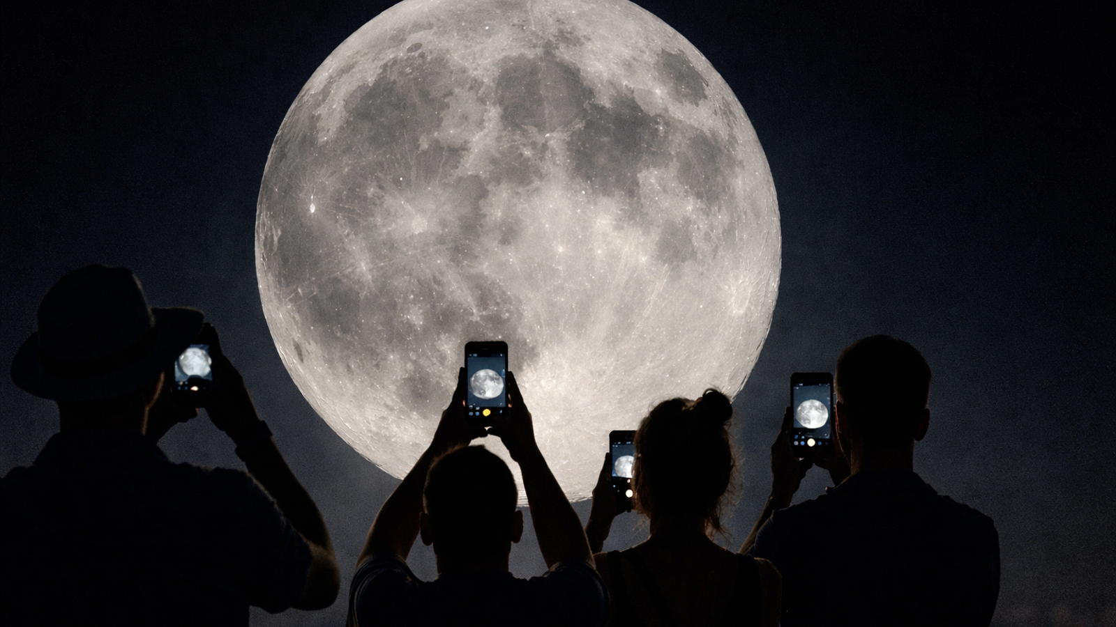 Capturando la luna llena de noche.