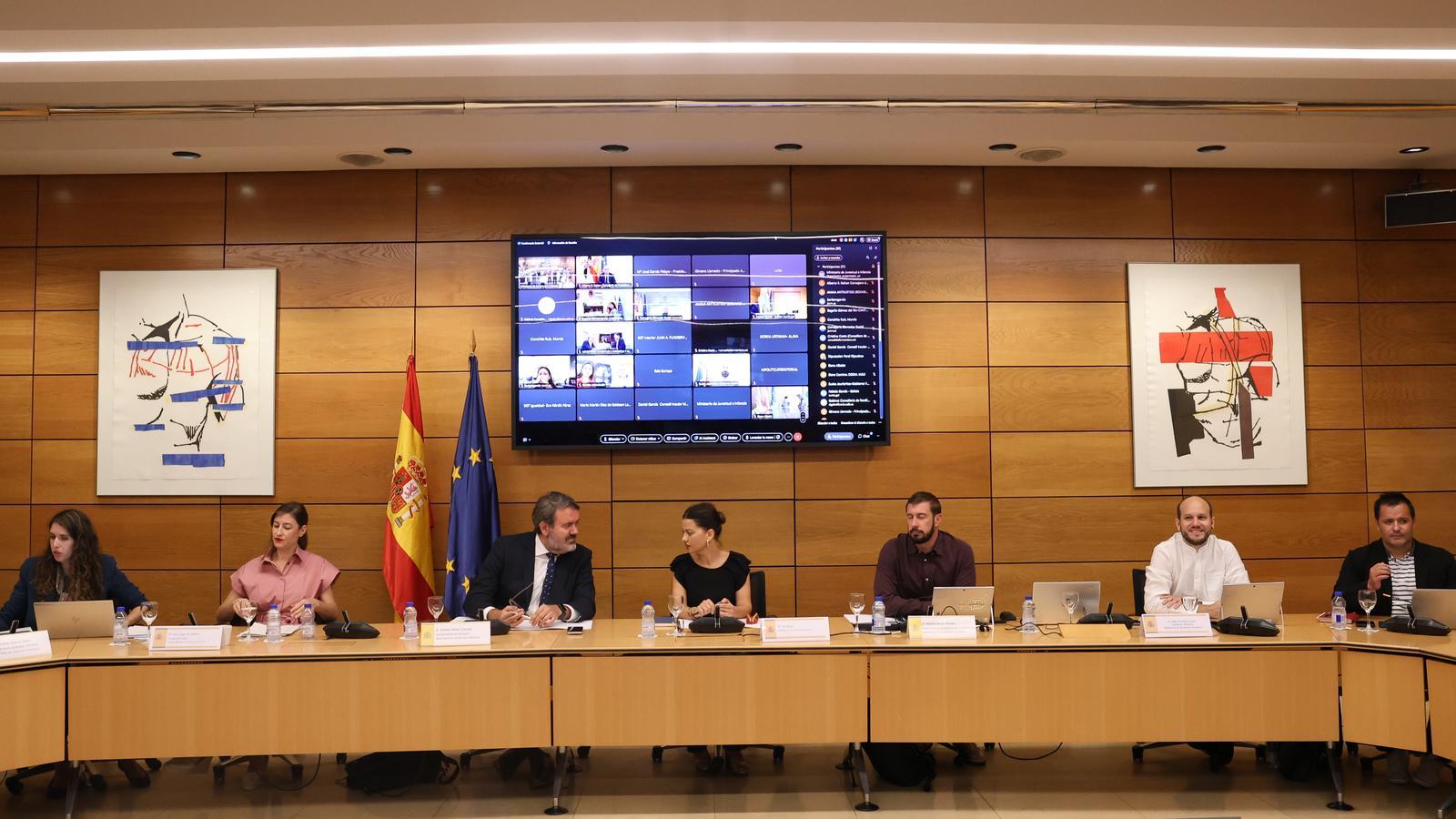 La ministra de Juventud e Infancia, Sira Rego, preside la reunión de la Conferencia Sectorial de Juventud e Infancia, en el Ministerio de Derechos Sociales, este jueves.