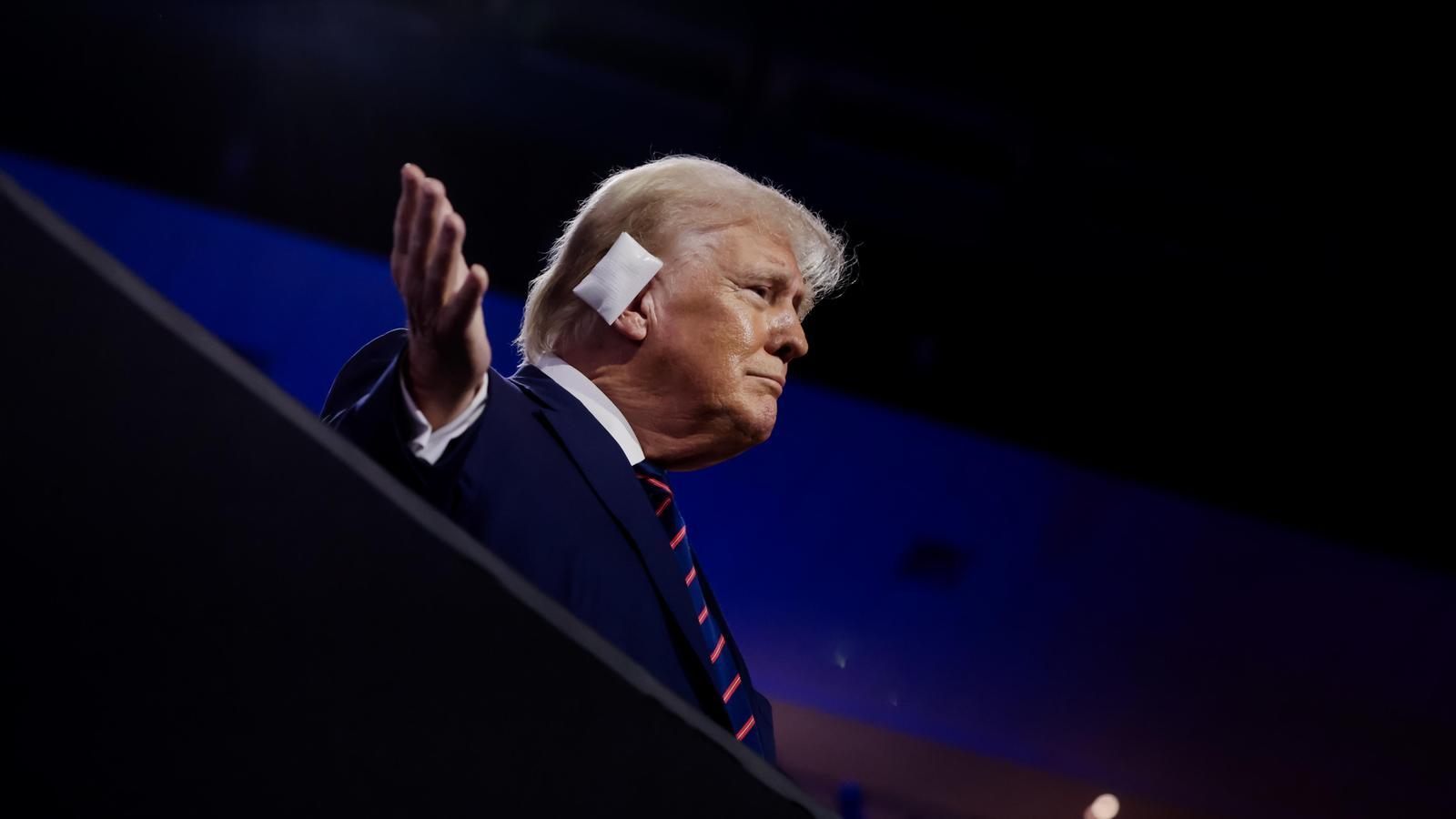 Donald Trump en la convención nacional republicana en Milwaukee.