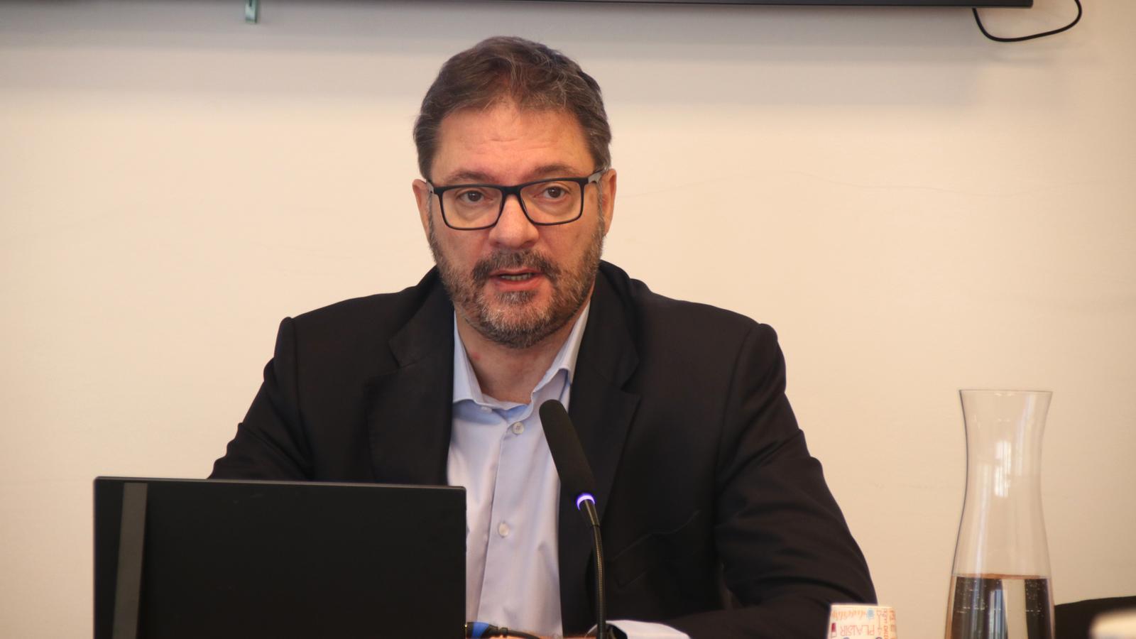 The president of the Chamber of Construction Contractors of Catalonia, Lluís Moreno, during the presentation of the report.