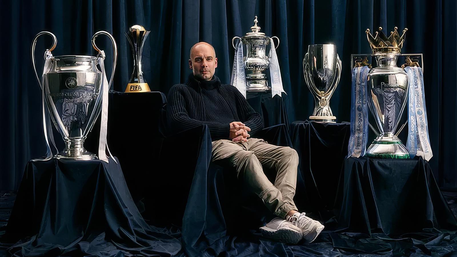 Pep Guardiola en la fotografía que ha colgado el Manchester City en las redes