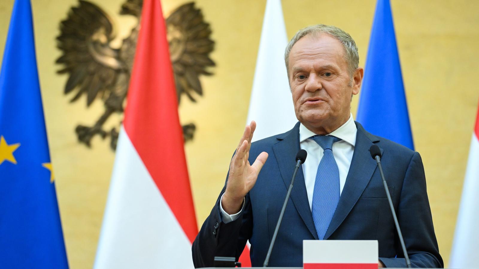 El primer ministro de Polonia, Donald Tusk, este jueves en Varsovia.