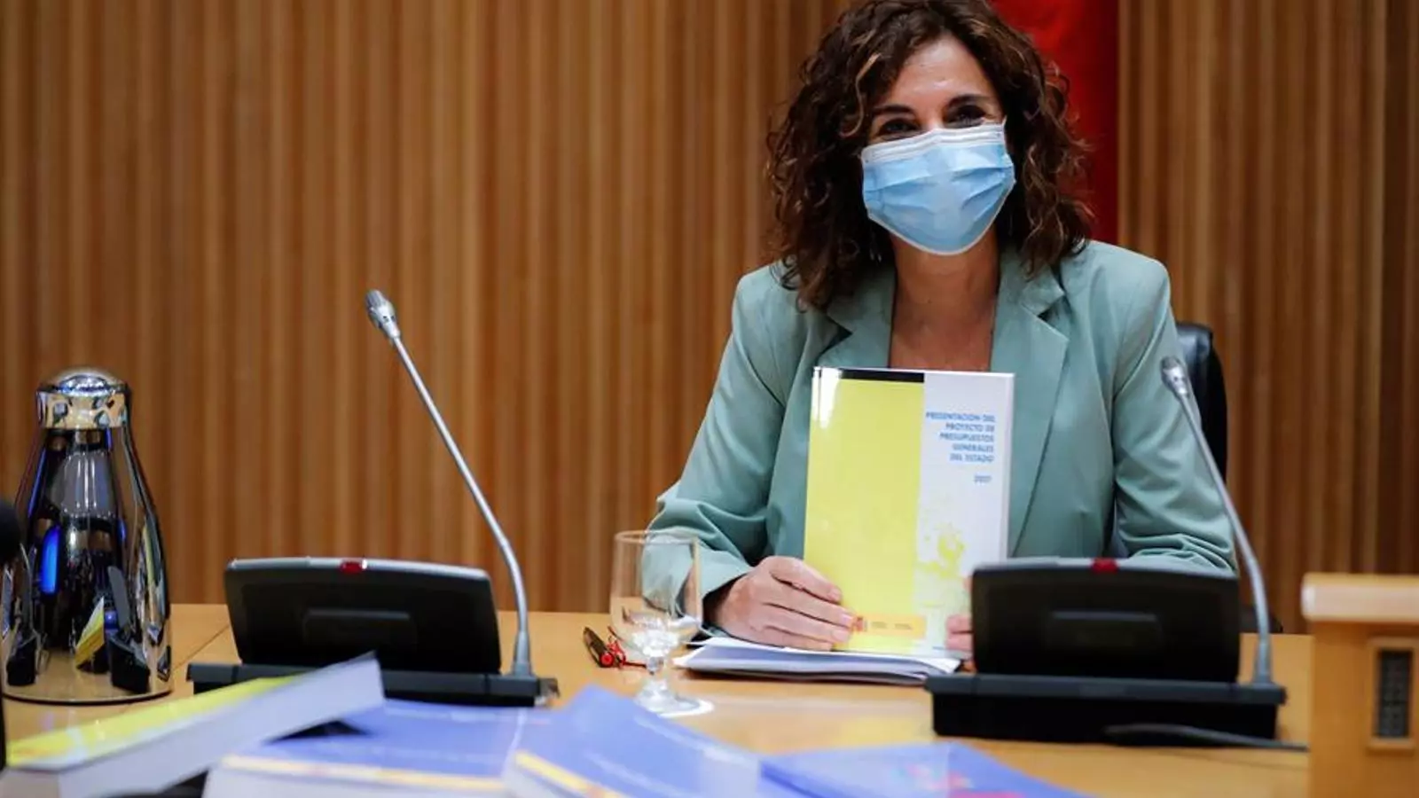 La ministra d'Hisenda, Maria Jesús Montero, durant la presentació dels pressupostos generals de l'Estat al Congrés dels Diputats
