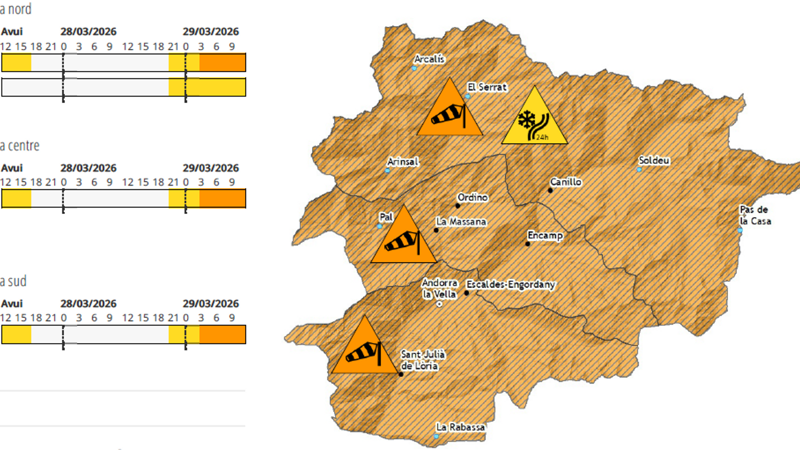 Protecció Civil activa una prealerta per fort vent previst per la matinada de diumenge