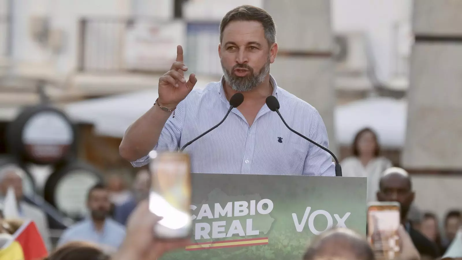 El president de Vox, Santiago Abascal, en un acte de campanya a Xerez