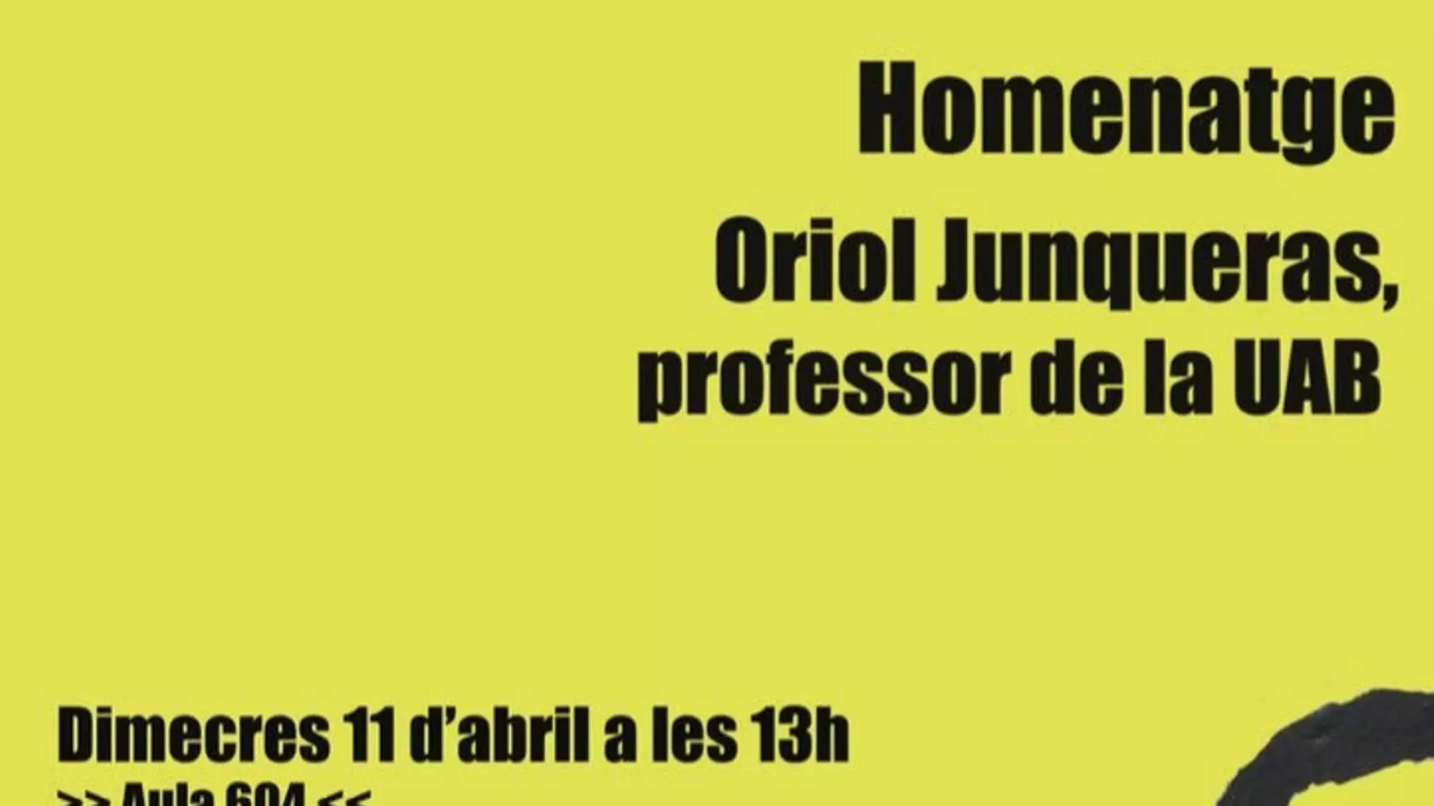 Cartell de l'acte d'homenatge a Junqueras a la UAB