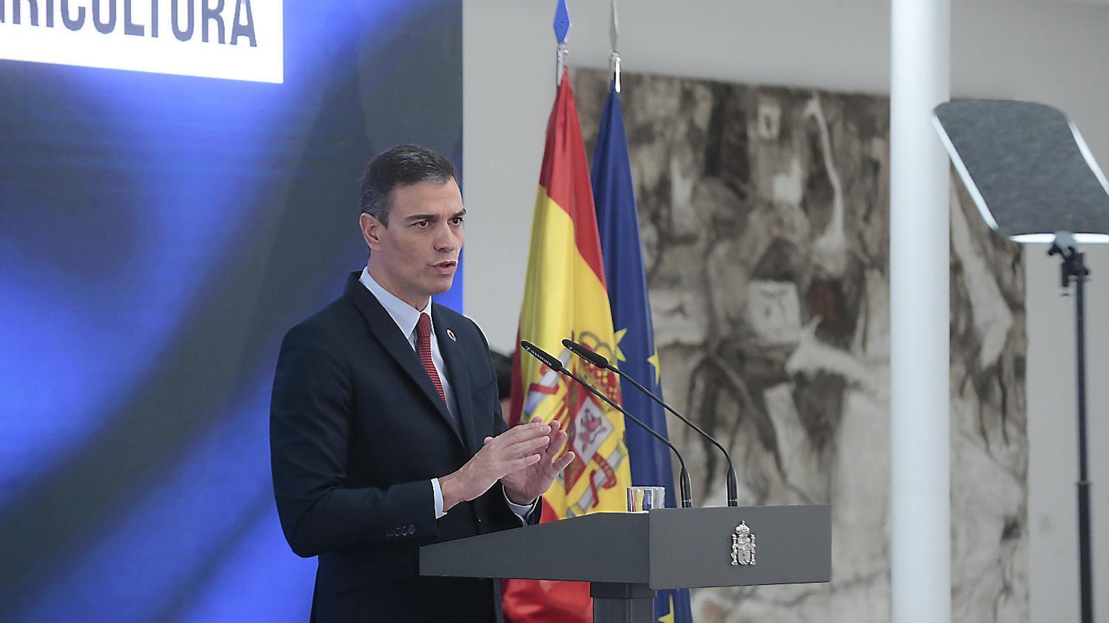 Pedro Sánchez ayer en el acto en el que abordó la “segunda modernización” de España a partir de los fondos europeos para hacer frente a la crisis del coronavirus.