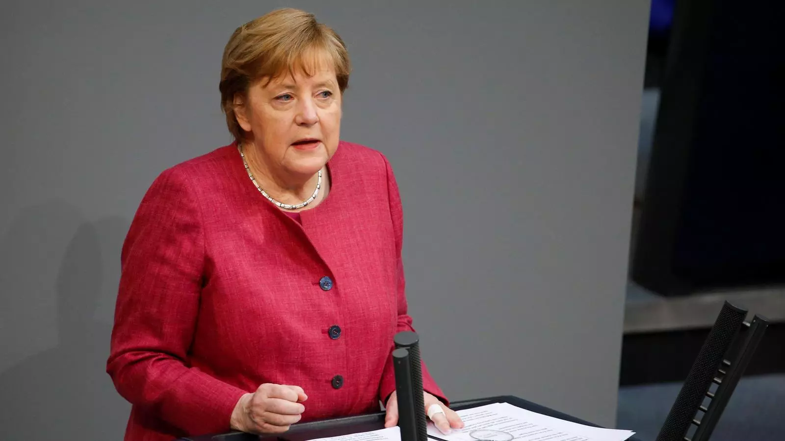 La cancellera alemanya, Angela Merkel, aquest divendres al matí al Bundestag