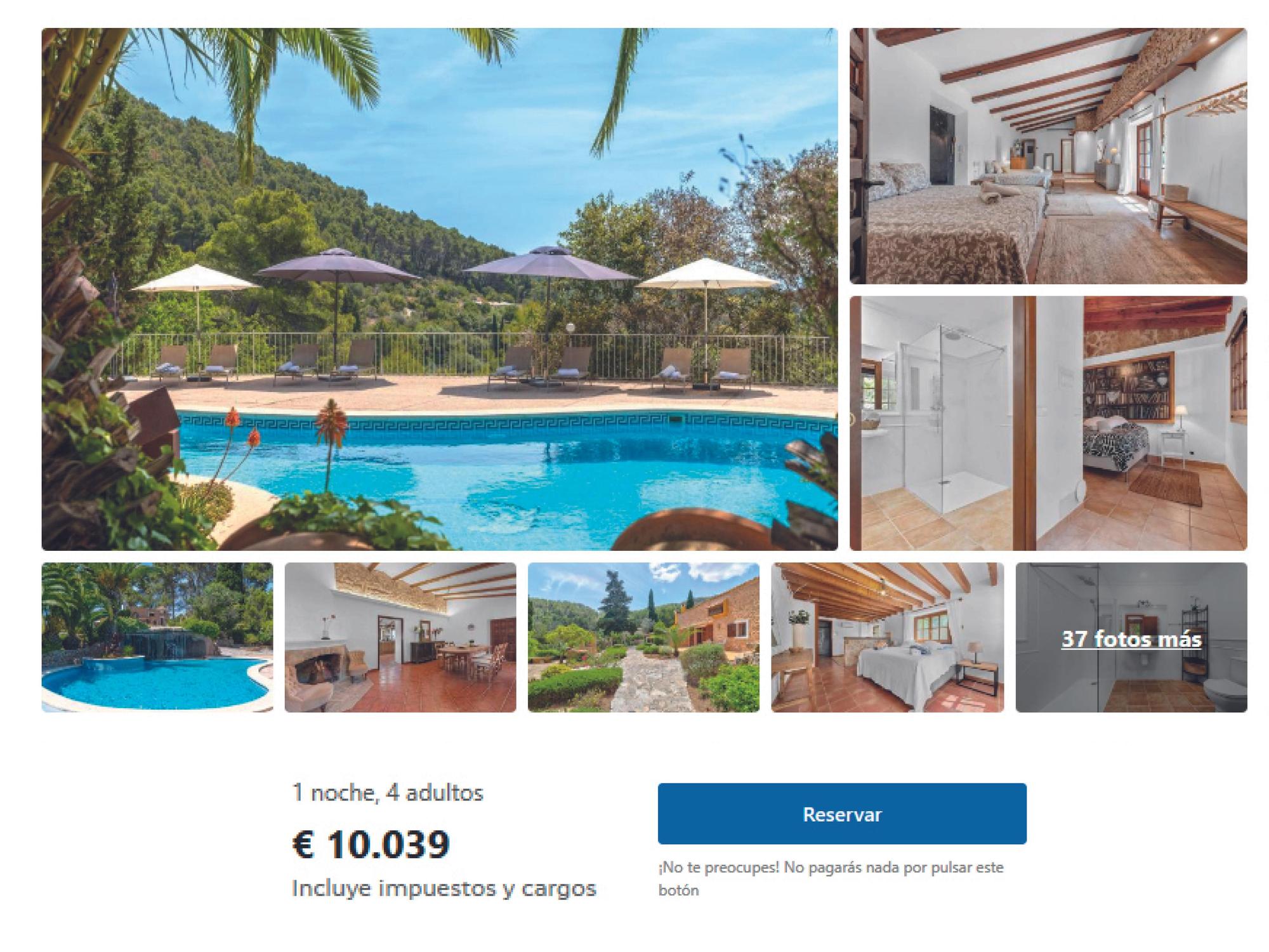 Anunci a xarxes socials: més de 10.000 euros per una nit a una vila.