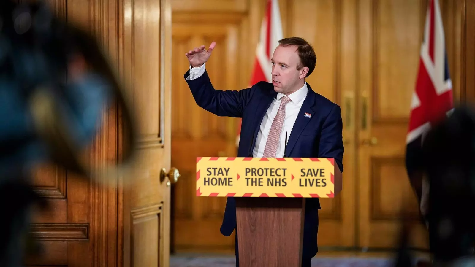 Matt Hancock, ministre de Sanitat del Regne Unit, en la compareixença d'aquest dimarts a la tarda a Downing Street