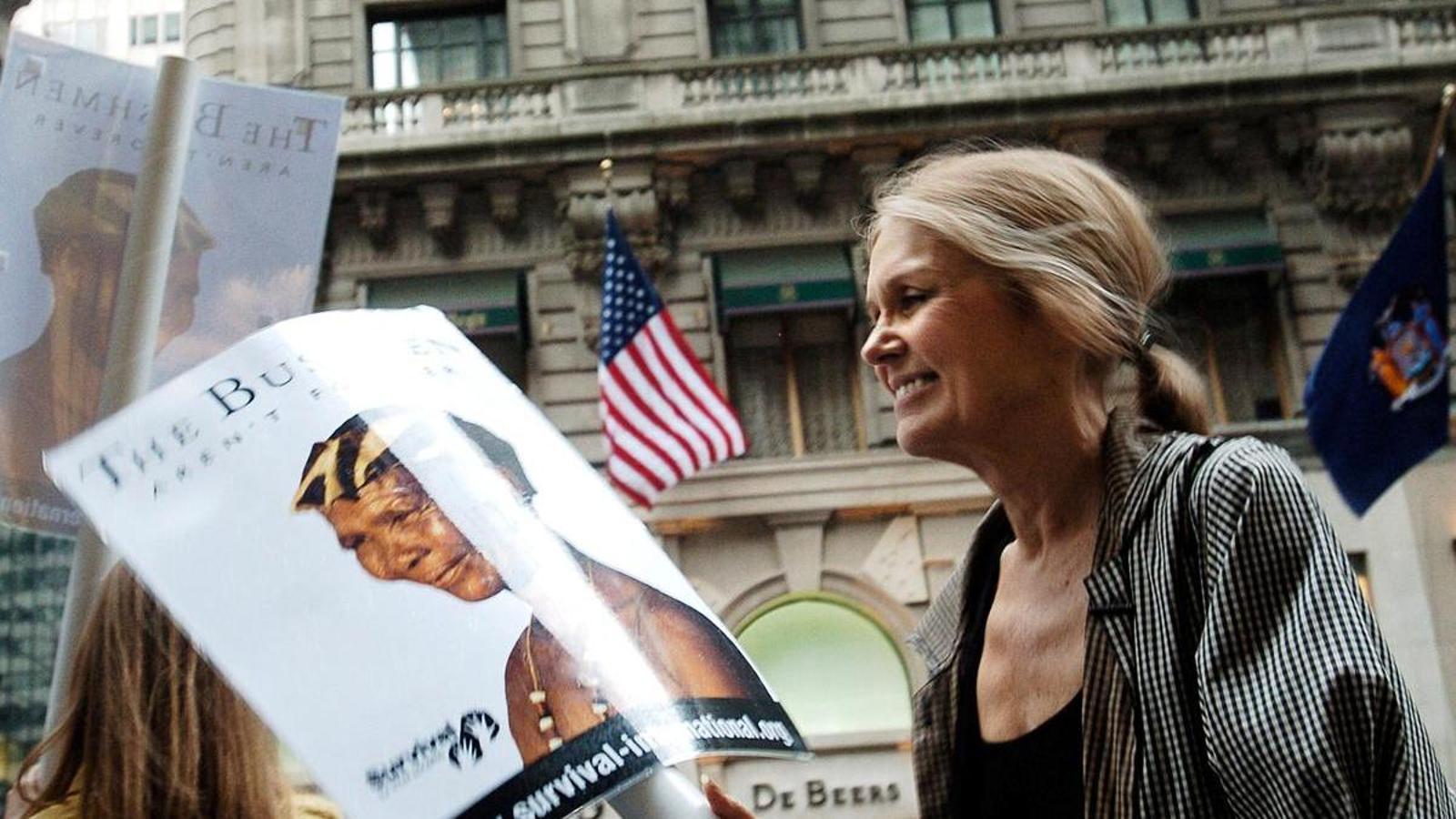 Gloria Steinem durante una protesta en Nueva York en 2005.