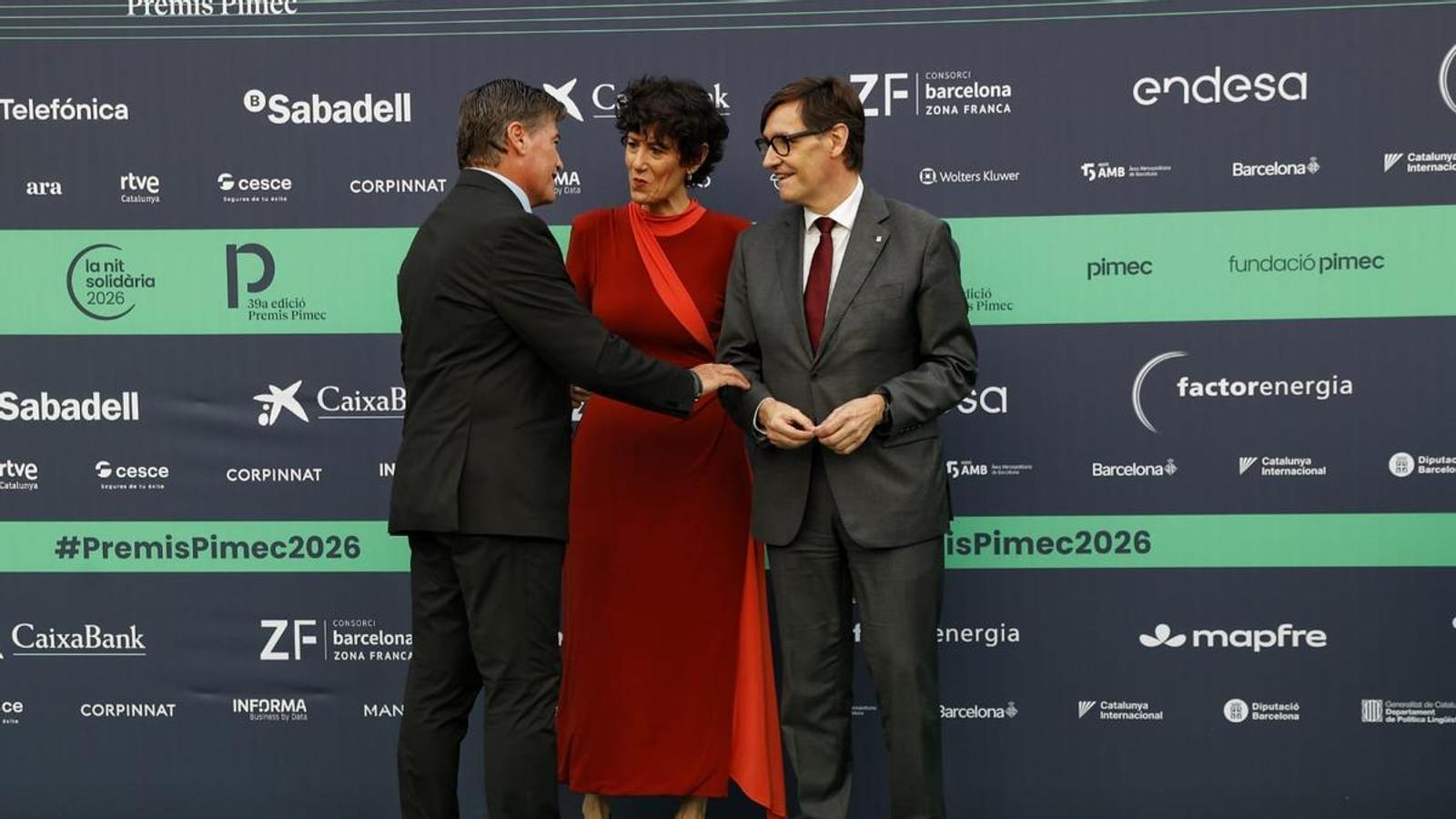 Cañete with Illa and Saiz at the 39th edition of the Pimec awards in Barcelona.