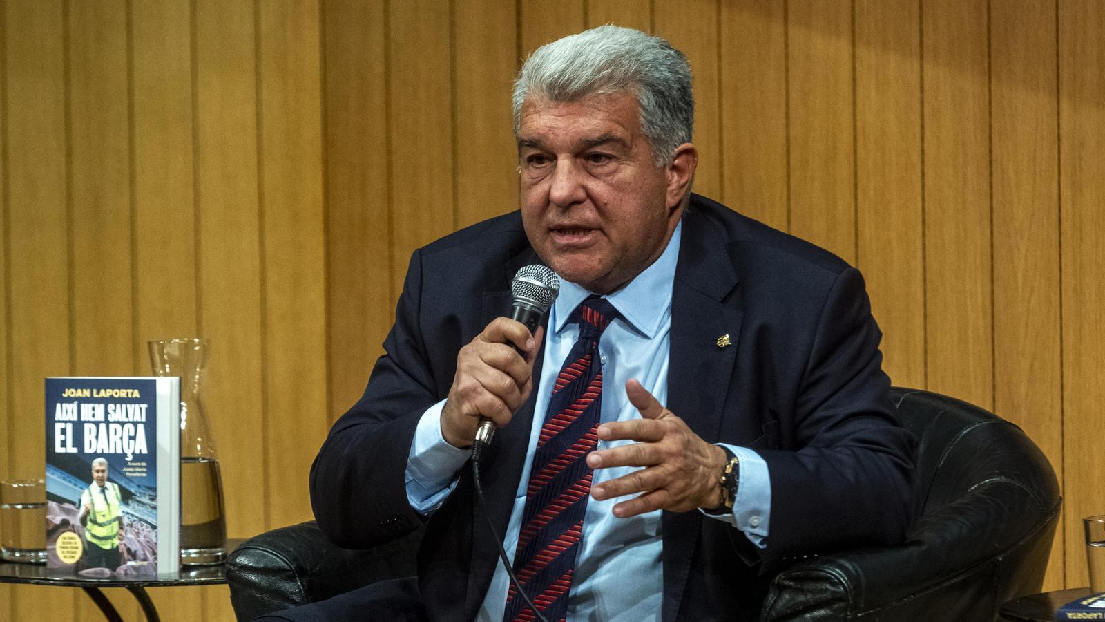 Joan Laporta en la presentación de su libro 'Así hemos salvado al Barça'.
