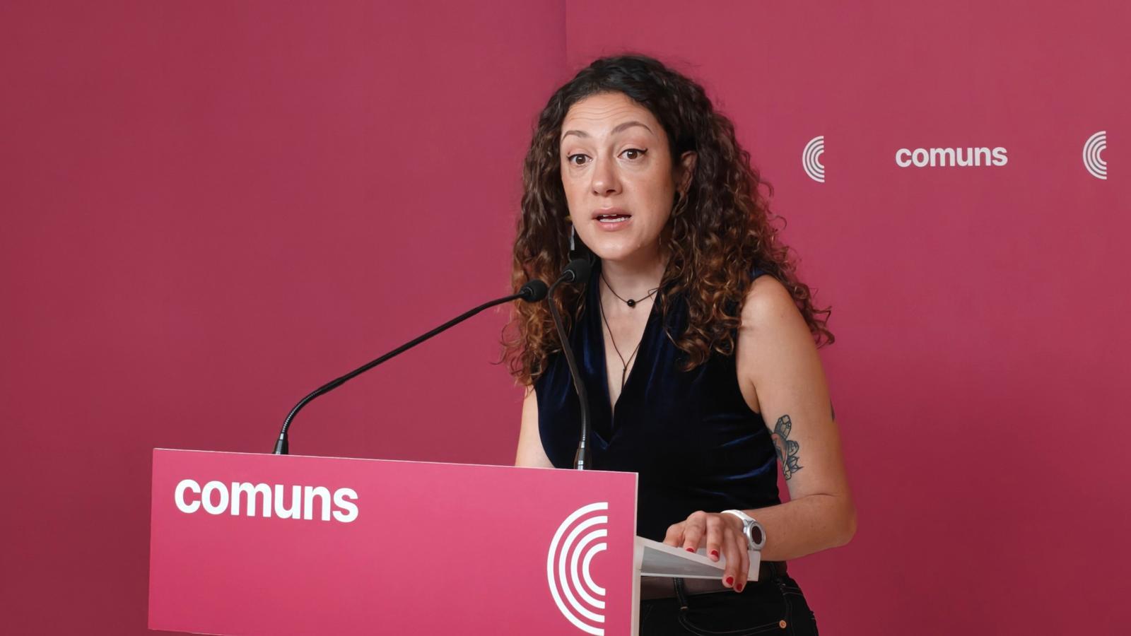 La portavoz de los Comunes, Aina Vidal, en rueda de prensa.