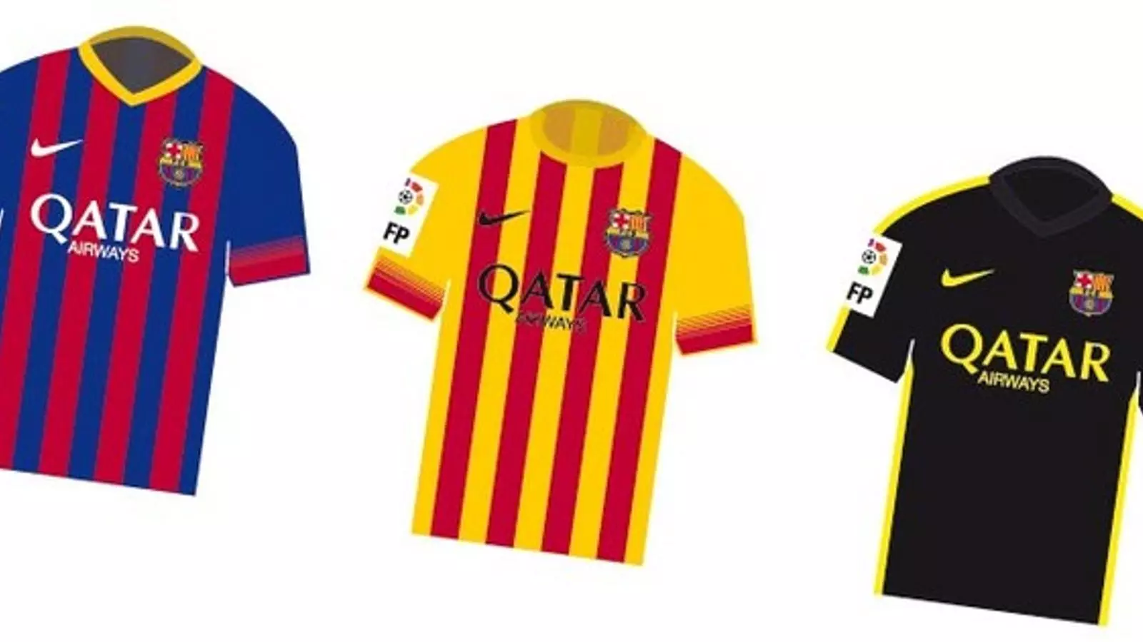 Disseny de les tres samarretes del Barça per a la propera temporada, segons el diari 'Sport' / SPORT.ES