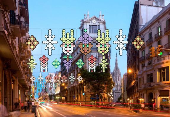 Recreation of what the new Christmas lights on Via Laietana will look like