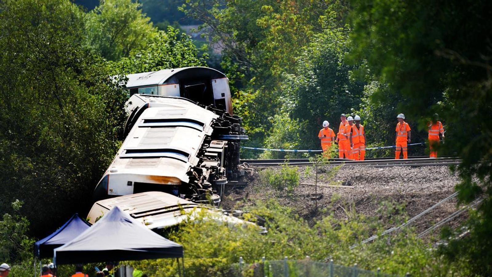 Train derailment in the United Kingdom.