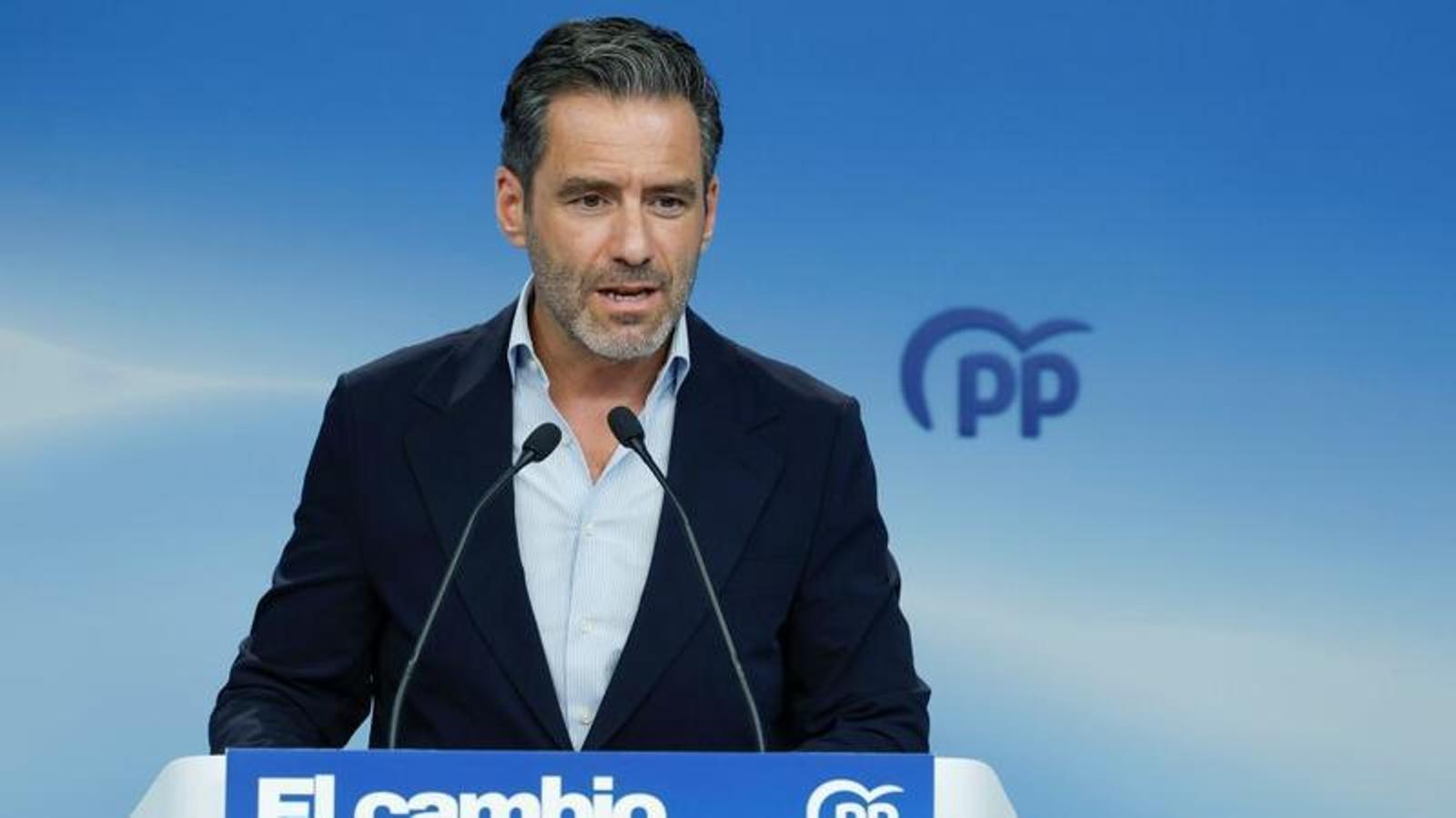 The spokesperson for the Popular Party, Borja Sémper, during the press conference after the party's Directorate Committee, on June 29, 2026.